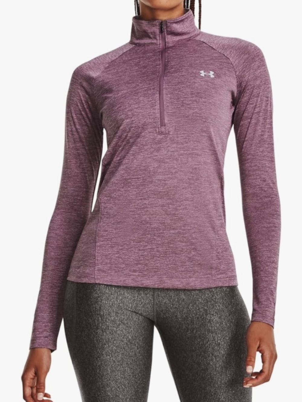Under Armour Pink/Purple XS Loose HeatGear Long sleeve Quarter Zipper Shirt